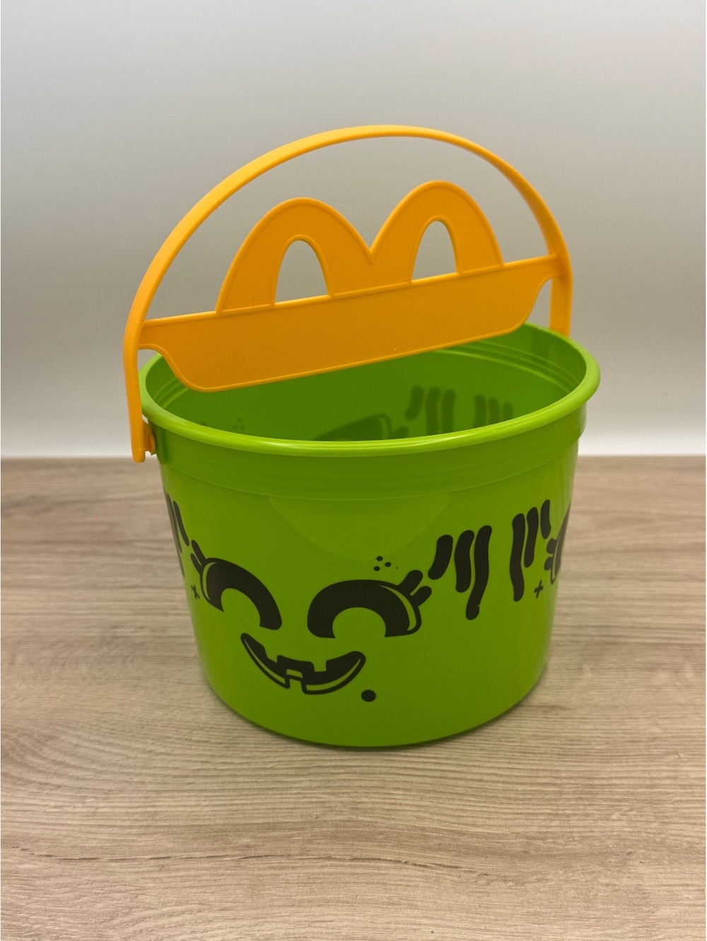 McDonald's Halloween Green Plastic Boo Bucket with Orange Handle